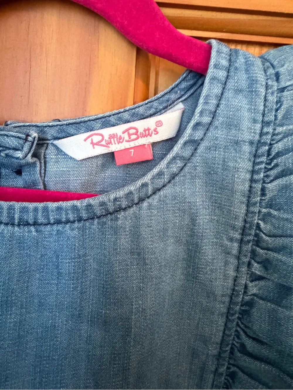 Ruffle Butts Denim Ruffle-Sleeve Tank Top - Blue